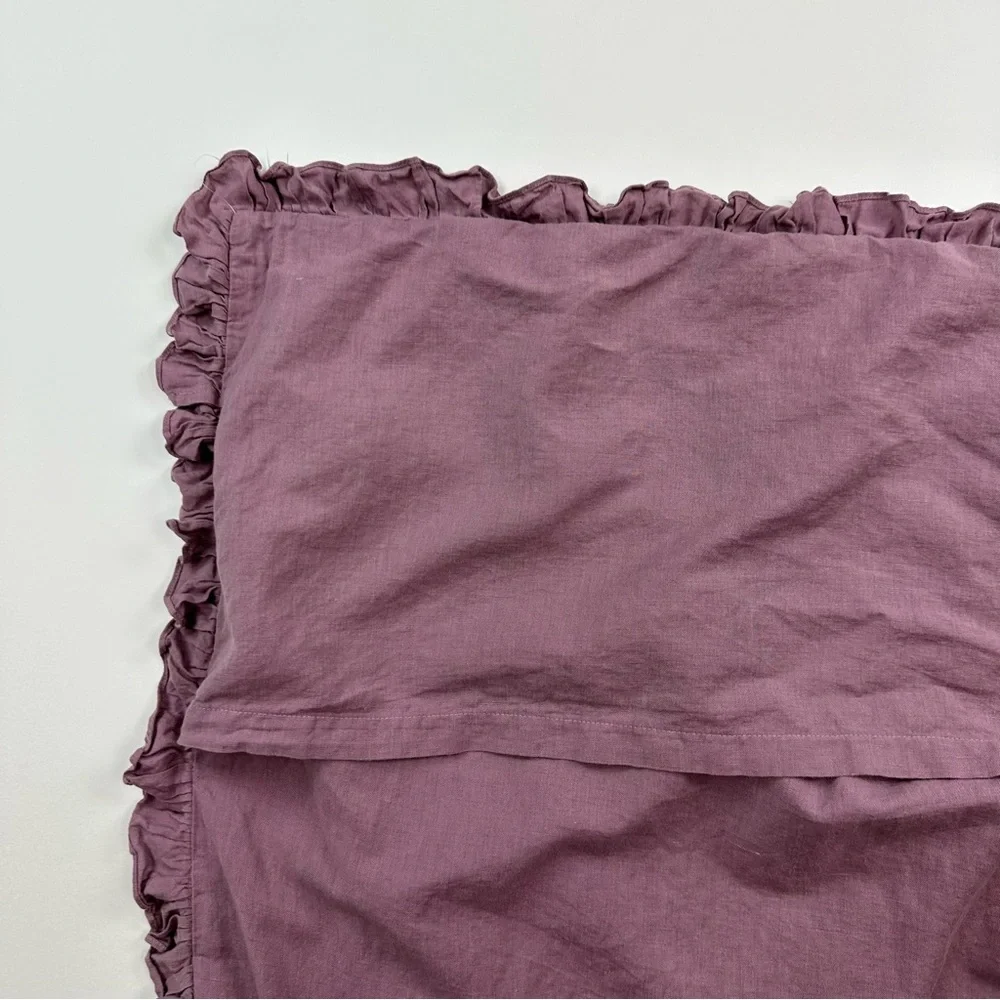 Tahari Home Lavender Shabby Chic Lace Trim Linen Cotton Euro Pillow Sham